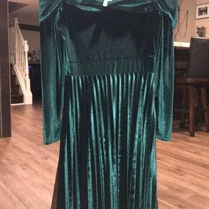 Green velvet dress